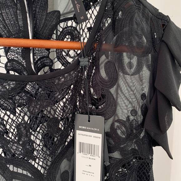 BCBG MAXAZRIA. Embroidered Chiffon Vintage Dress - Picture 3 of 5